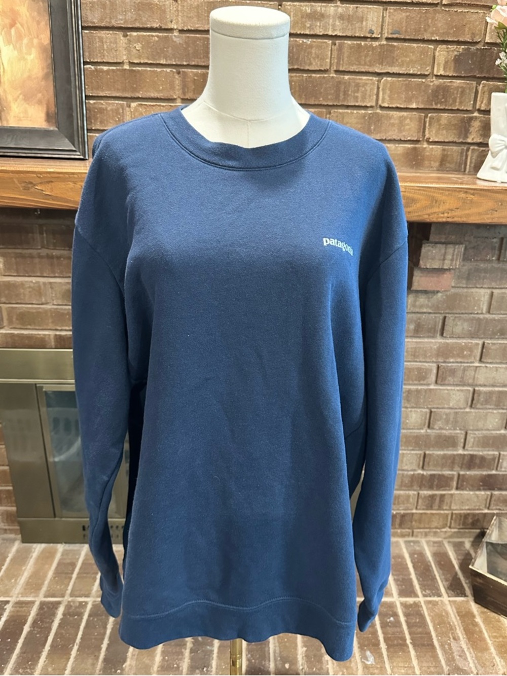 Patagonia Uprisal Crewneck Sweatshirt Navy Blue Sleeve Embroidery Ws 3XL Ms XXL